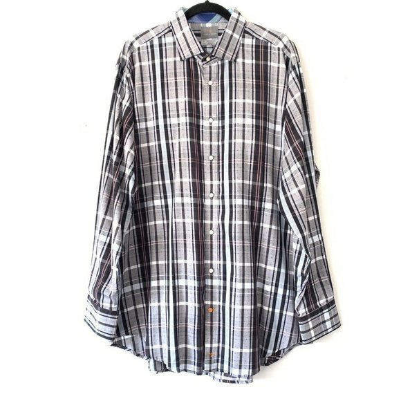 Thomas Dean XXL Plaid Button Down Dress Shirt - Picture 8 of 8